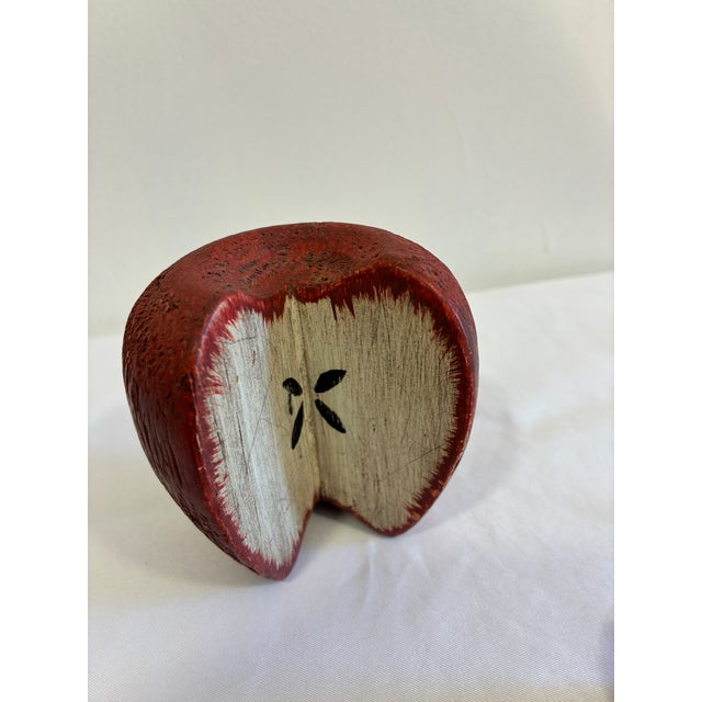Signed Chris Colby Carved Wood Apple Sculpture, Maine Folk Art For Sale - Image 9 of 10