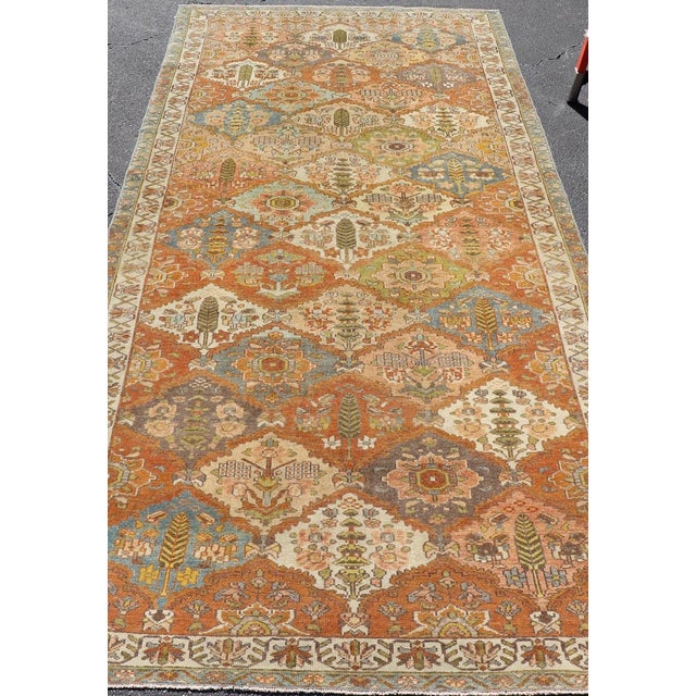 Tribal Antique Persian Bakhtiari Gallery Rug With Garden Design and Rust Field For Sale - Image 3 of 12