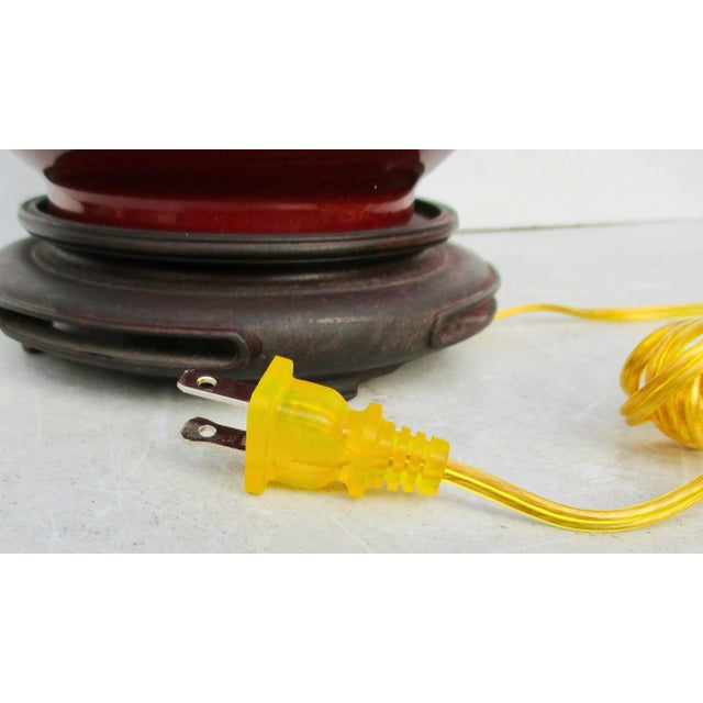 Ceramic Vintage Oxblood Chinese Vase Lamp For Sale - Image 7 of 13