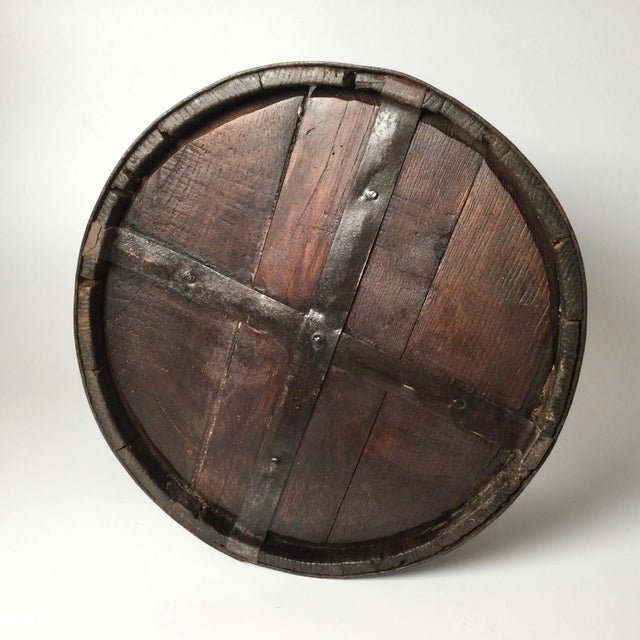 Large Rustic French Wood Grain Measurer Bucket For Sale - Image 9 of 11