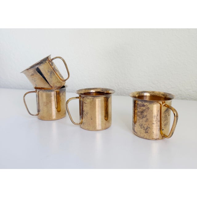 Metal Vintage Aged Brass Espresso Cups - A Set of 4 For Sale - Image 7 of 8