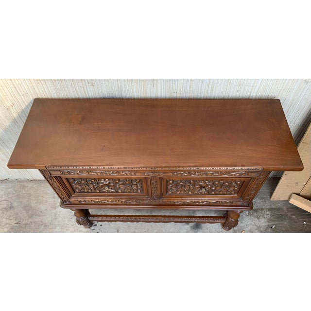 Wood 1930s Spanish Walnut Console Chest For Sale - Image 7 of 11