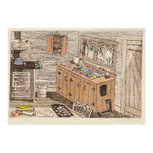 Leslie Goodall Cabin Cooking Color Etching