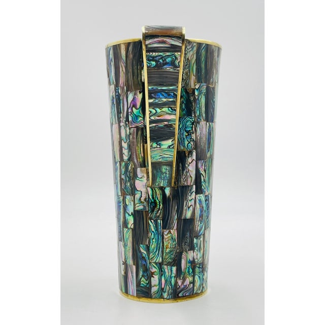 Brass 1960s Los Castillo Taxco Abalone Shell & Brass Pitcher, Mexican Modern For Sale - Image 8 of 18