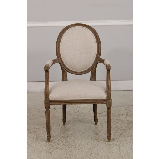 French Set of 8 Restoration Hardware Oak Dining Chairs For Sale - Image 3 of 18