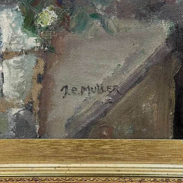 Antique Framed Oil Painting on Canvas by J. E. Muller For Sale - Image 15 of 16