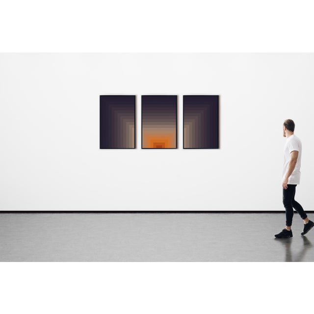 Abstract 2025, Cave of Lights, Abstract Geometric Triptych, Color Transitions Giclée in Earth Tones by Cyd Fontaine For Sale - Image 3 of 11