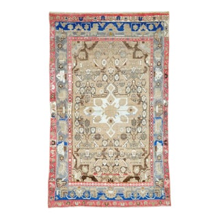 Galerie Shabab Collection Mid-Century Persian Folk Rug With Cerulean Blue, Grey, Pink, and White Tones For Sale