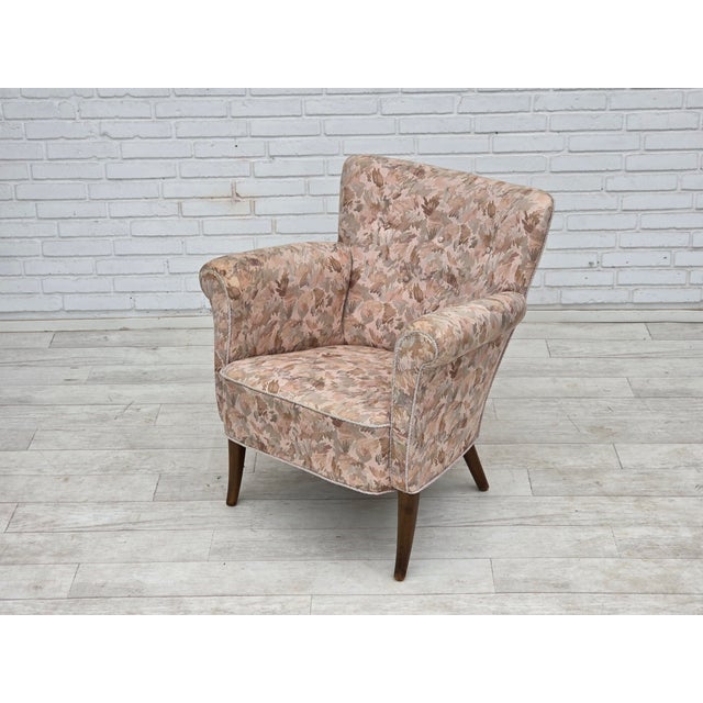 Danish Armchair in Jacquard Fabric, 1960s For Sale - Image 16 of 18