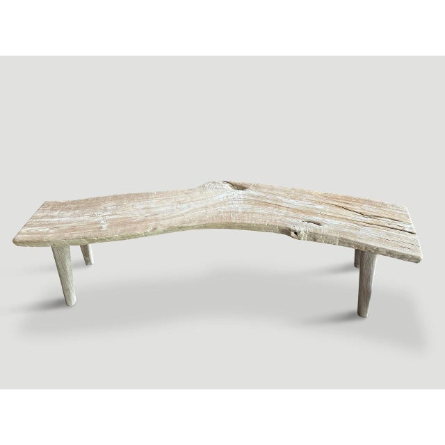 Contemporary Andrianna Shamaris Curved St. Barts Teak Wood Bench For Sale - Image 3 of 6