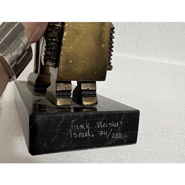 Frank Meisler, Rare Vintage Israeli Judaica Rabbi Praying Mechanical Sculpture Frank Meisler For Sale - Image 10 of 11
