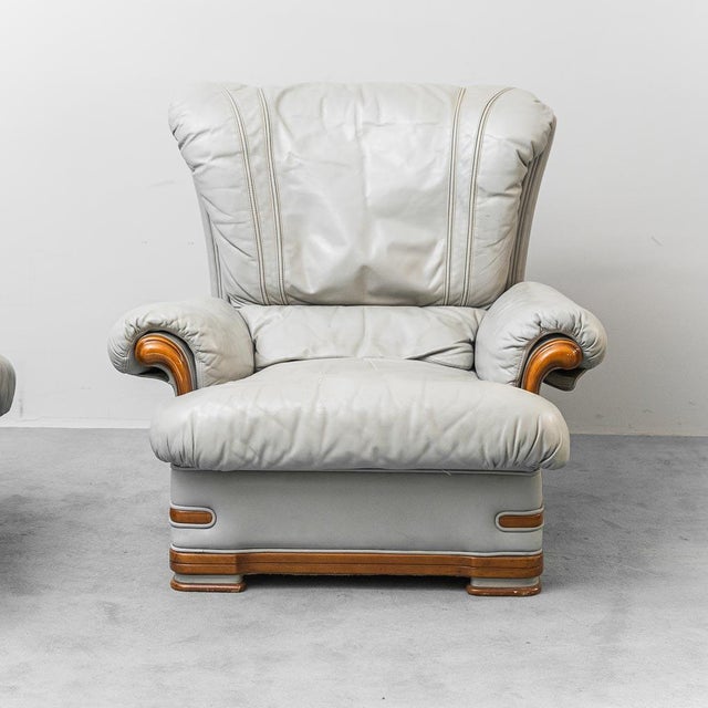 Leather and Wood Chairs, 1950s, Set of 2 For Sale - Image 3 of 13