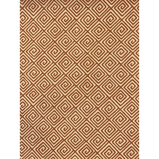 Schumacher Hand Print Greek Key Fabric in Ruby 2 Yards For Sale