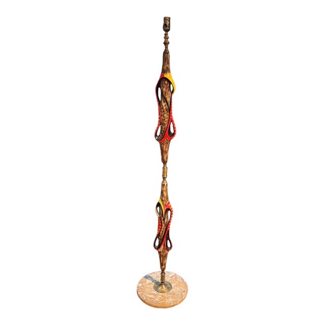 1960s Italian Modern Ceramic and Marble Floor Lamp For Sale