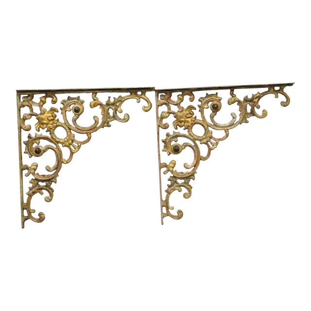 Vintage Cast Iron Victorian Style Large 21" Wall Shelf Brackets Corbels a Pair Chairish