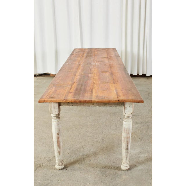 Country American Painted Pine Farmhouse Dining Table For Sale - Image 11 of 13