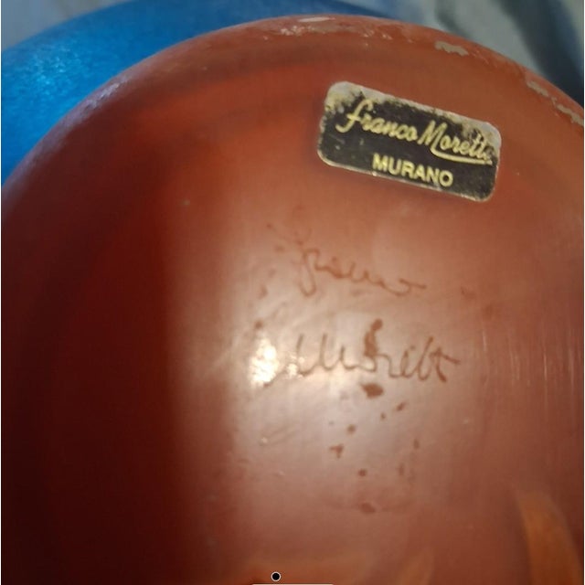 Postmodern 1980s Stunning Franco Moretti Art Slavo Bowl Singed With Foil Sticker For Sale - Image 3 of 4