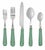 Soft Green Basketweave Five Piece Flatware Set For Sale