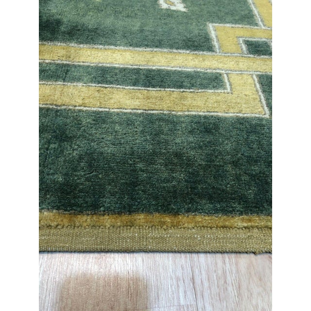 Art Deco 9x12 Sloane Louie Moss Green Medallion Modernist Hand Knotted Wool Carpet Rug For Sale - Image 3 of 5