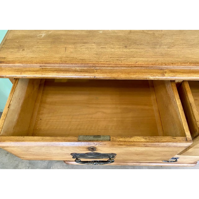 Antique Pine 2 Over 3 Chest of Drawers With Ornate Brass Hardware With Fantastic Patina From England - Circa 1880 For Sale - Image 9 of 11