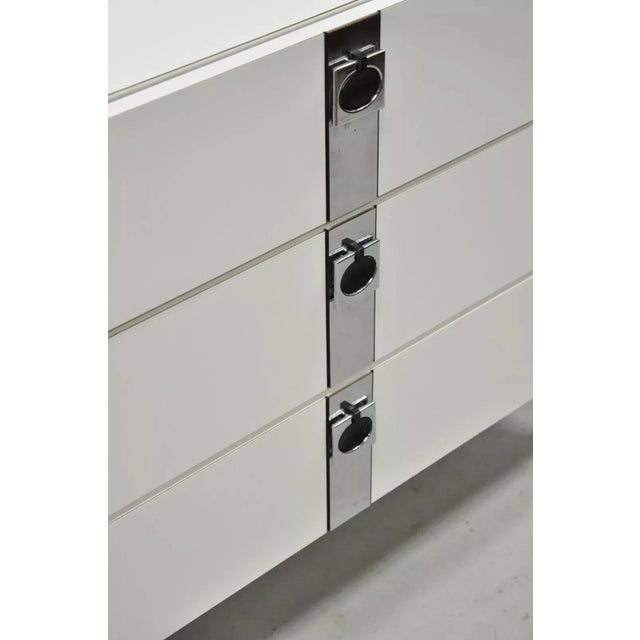 Contemporary Modern White Formica Chrome Trim 3 Drawer Chest Nightstand Table For Sale - Image 4 of 12