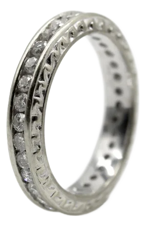 14k White Gold 1 Carat Diamond Channel Set Eternity Band, Size 7