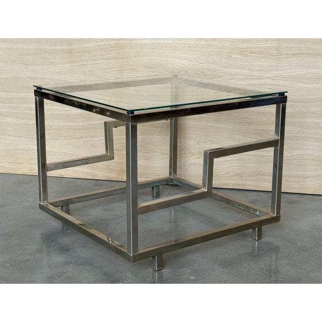 1970s Pair of Square Brass and Glass Structural Coffee tables, Italian For Sale In Miami - Image 6 of 18