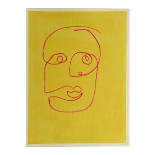 "Faces Volume 1 Piece 5" Contemporary Abstract Face Pastel Drawing For Sale