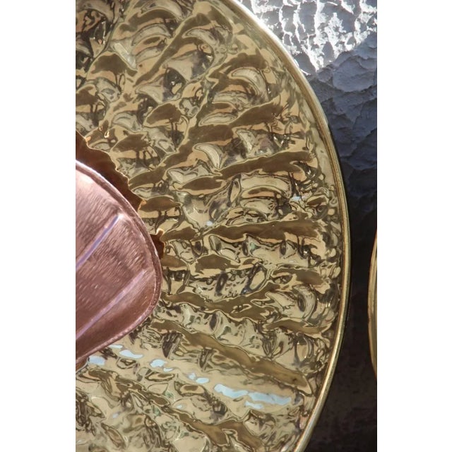 Mid-Century Italian Round Wall Brass & Copper Sconces, 1970s, Set of 2 For Sale - Image 10 of 12