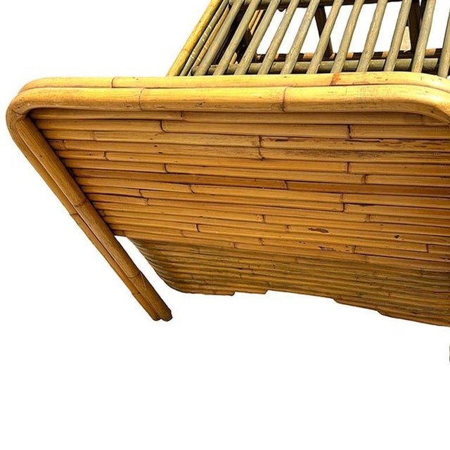Wood Restored Streamline Art Deco Stacked Rattan Single Size Bed Frame & Headboard For Sale - Image 7 of 7