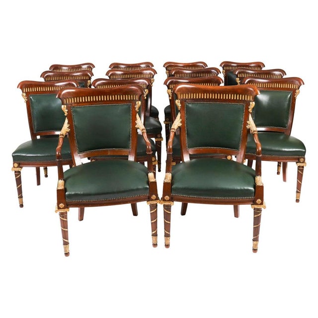 Antique French Mahogany and Giltwood Dining Chairs, 1860s, Set of 14 For Sale - Image 18 of 18