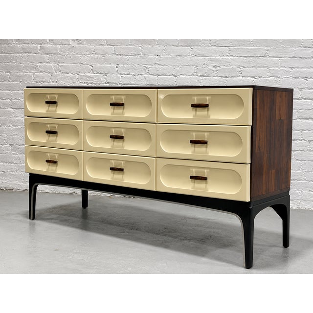 Mid Century Modern Plastic + Rosewood Credenza / Long Dresser by Vallieres, C. 1960's For Sale - Image 4 of 13