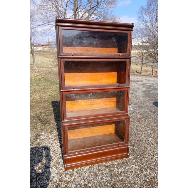 Antique Wernicke 4 Sections Step Back Barrister Bookcase Quarter Sawn Oak 1897 For Sale - Image 4 of 12