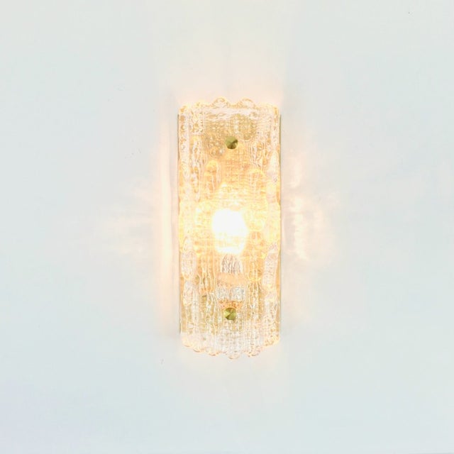 Orrefors 1960s Mid-Century Modern Scandinavian Glass and Brass Sconce by Carl Fagerlund for Orrefors, Sweden For Sale - Image 4 of 11