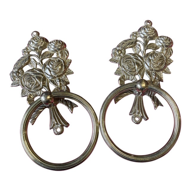 1970s Hollywood Regency Brass Door Knockers - a Pair For Sale