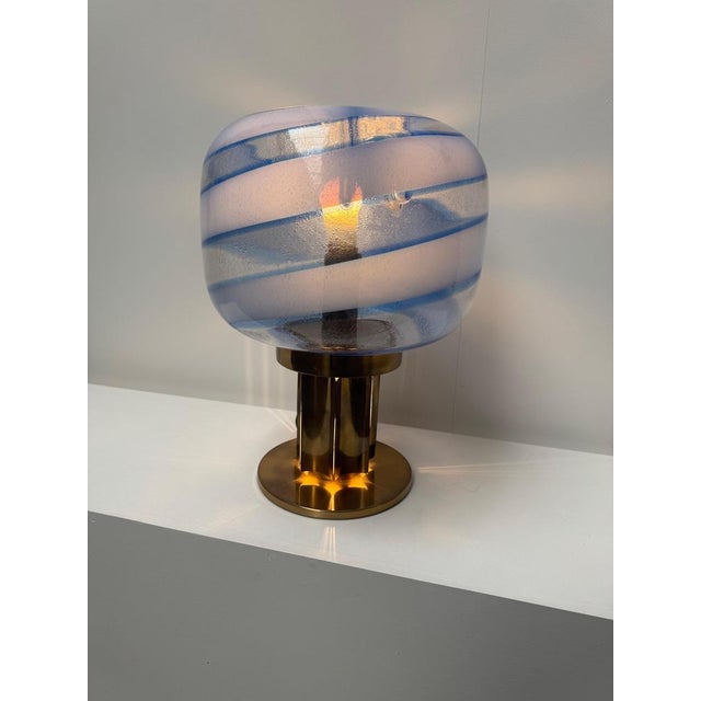 Hand-Blown Glass and Brass Table Lamp attributed to Toni Zuccheri, 1970s For Sale - Image 12 of 13