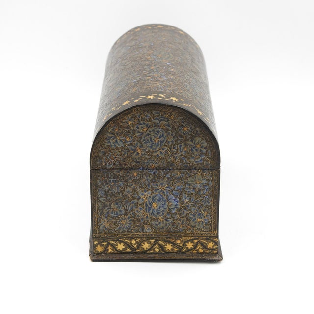 Mid 19th Century Indian Kashmiri Lacquered Polychrome Domed Stationery Box For Sale - Image 11 of 13