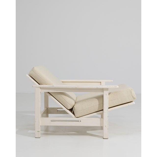 White Patinated Reclining Lounge Armchair For Sale - Image 13 of 18