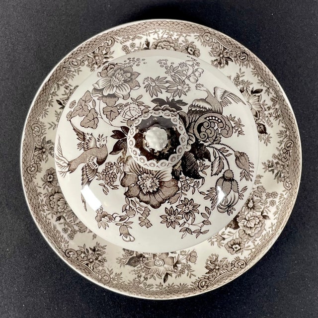 Ceramic Pheasants Ceramic White and Brown Butter Dish from Wedgwood, 1960s For Sale - Image 7 of 14