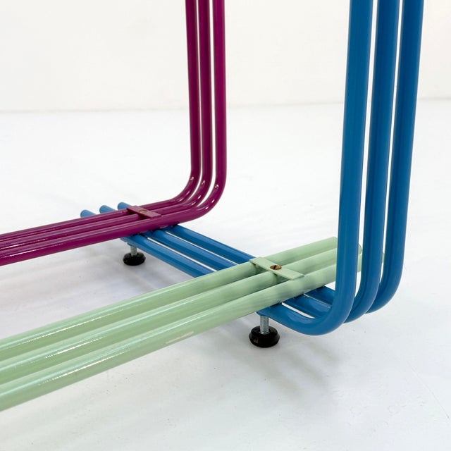 Multicolor Console Table with Glass Board, 1980s For Sale - Image 4 of 9