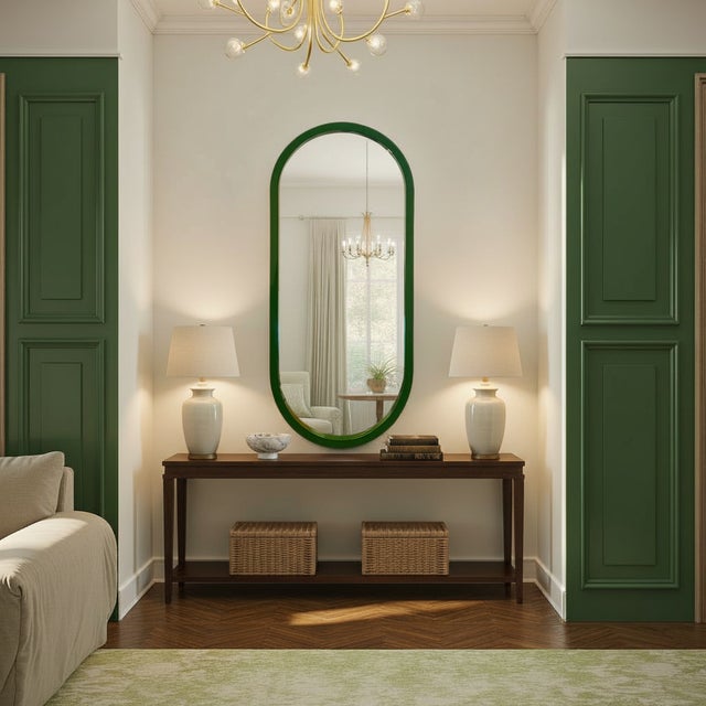 Modern Osman Glossy Wild Green Wall Mirror For Sale - Image 3 of 11