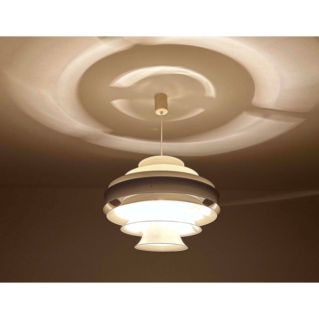 Large vintage Danish modern style pendant light Very good condition, light wear Dimensions (of light alone) Height 11.81...