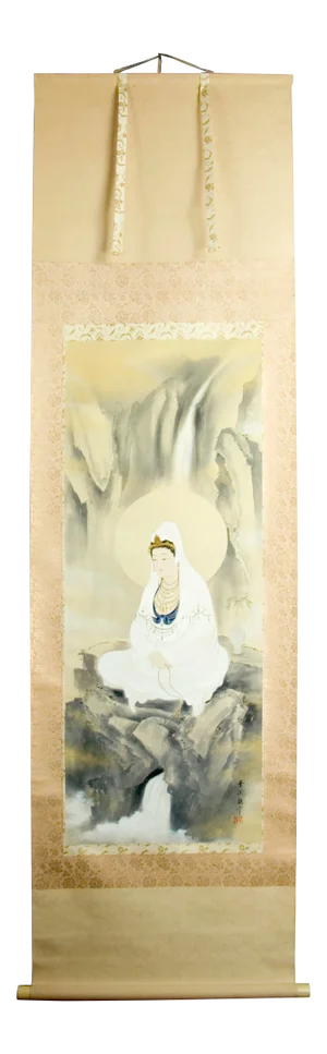 Early 20th Century Japanese Scroll of a Seated Kannon