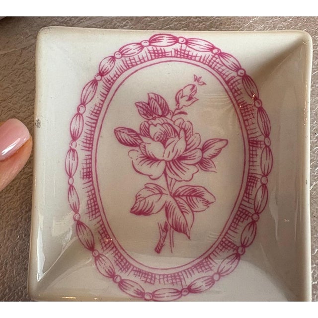 French Vintage Limoges Porcelain Three-Piece Boudoir Set With Pink Roses For Sale - Image 3 of 11