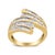 10K Yellow Gold 1 Cttw Round and Baguette-Cut Diamond Multi Row Bypass Ring Band (H-I Color, I1-I2 Clarity), Size 7 For Sale In New York - Image 6 of 9