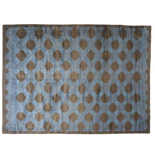 Polka Dotted Blue Rug -- 10′ × 13′11″