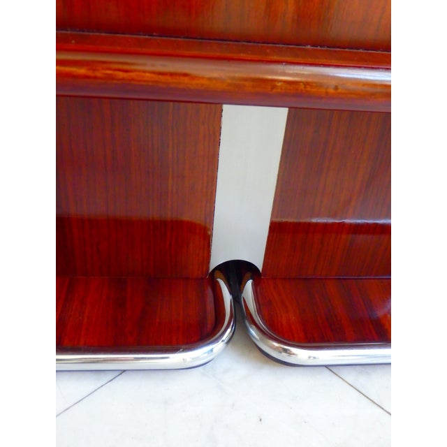 Wood Mid-Century Modern Bar Table with Opening Mechanism and Chrome Trim, 1960s For Sale - Image 7 of 15