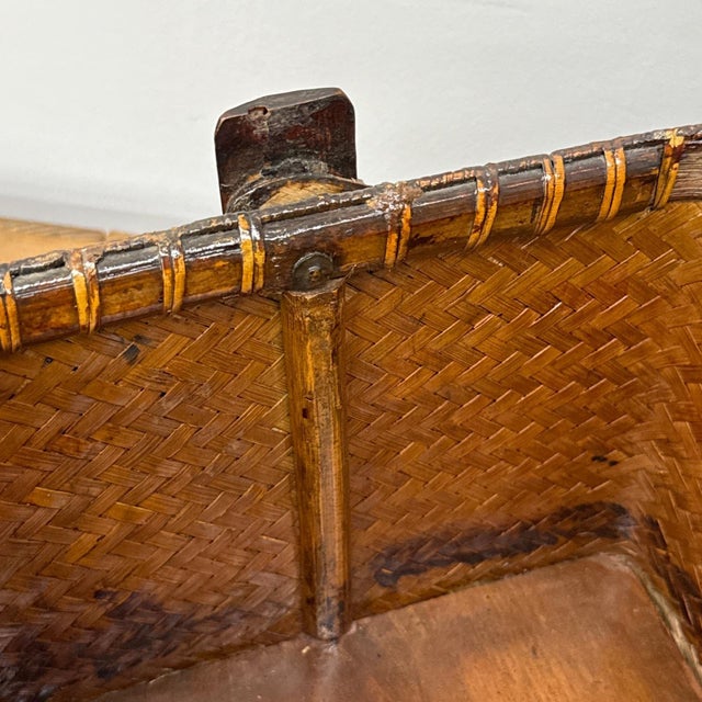 Early 20th Century Woven Rectangular Picnic Basket with Handle & Hinged Lid For Sale - Image 5 of 14