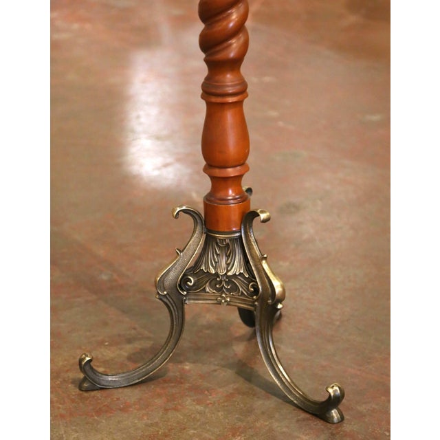 Mid-Century French Louis XIII Style Spiral-Turned Cherry and Metal Hall Tree For Sale - Image 4 of 7