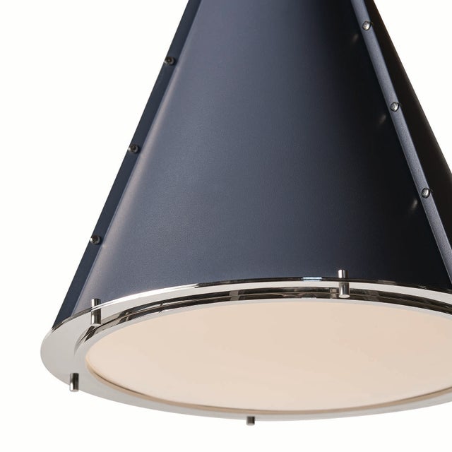 French Maid Chandelier Small, Blue and Polished Nickel For Sale In Detroit - Image 6 of 10